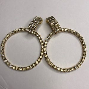 Gold silver stone hoop earrings